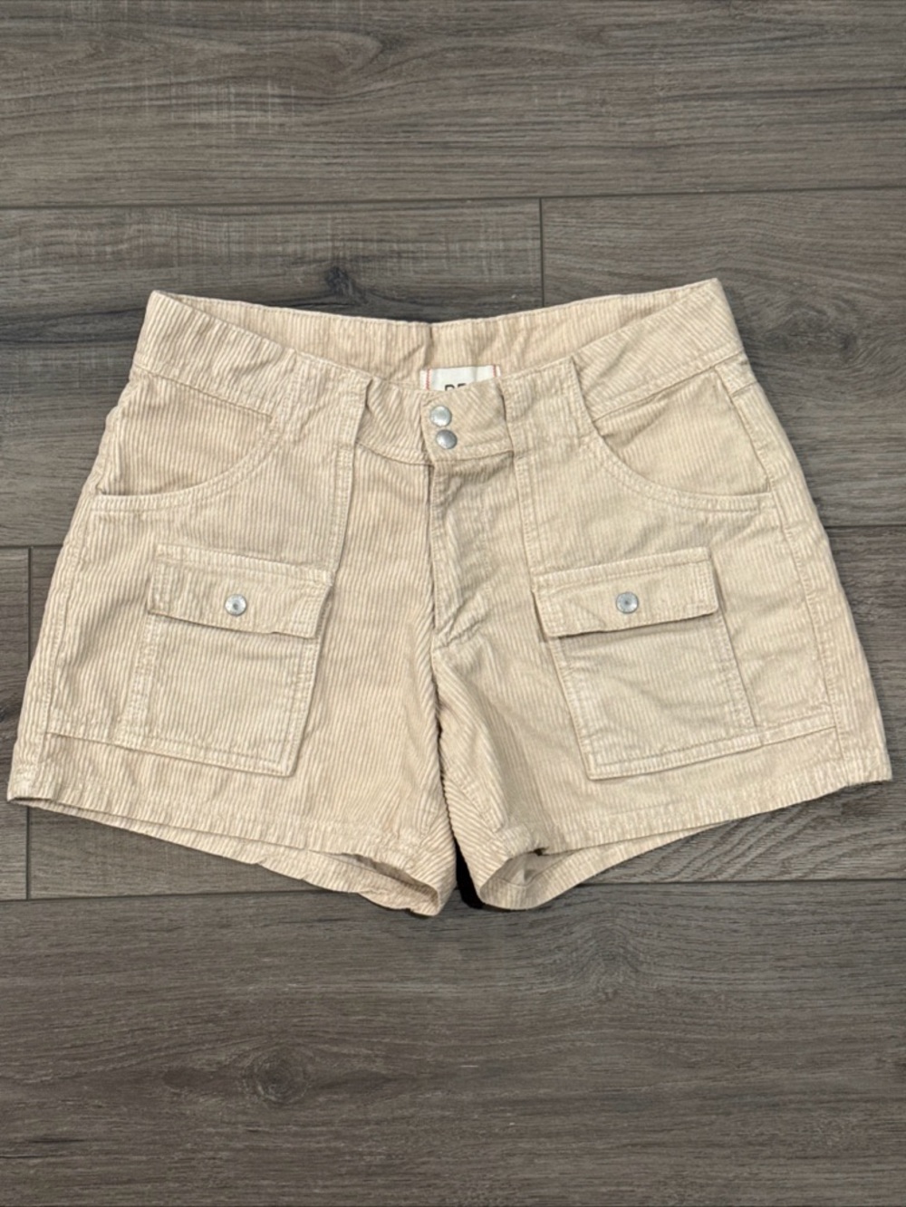 BDG Beige Corduroy Cargo Bermuda Shorts